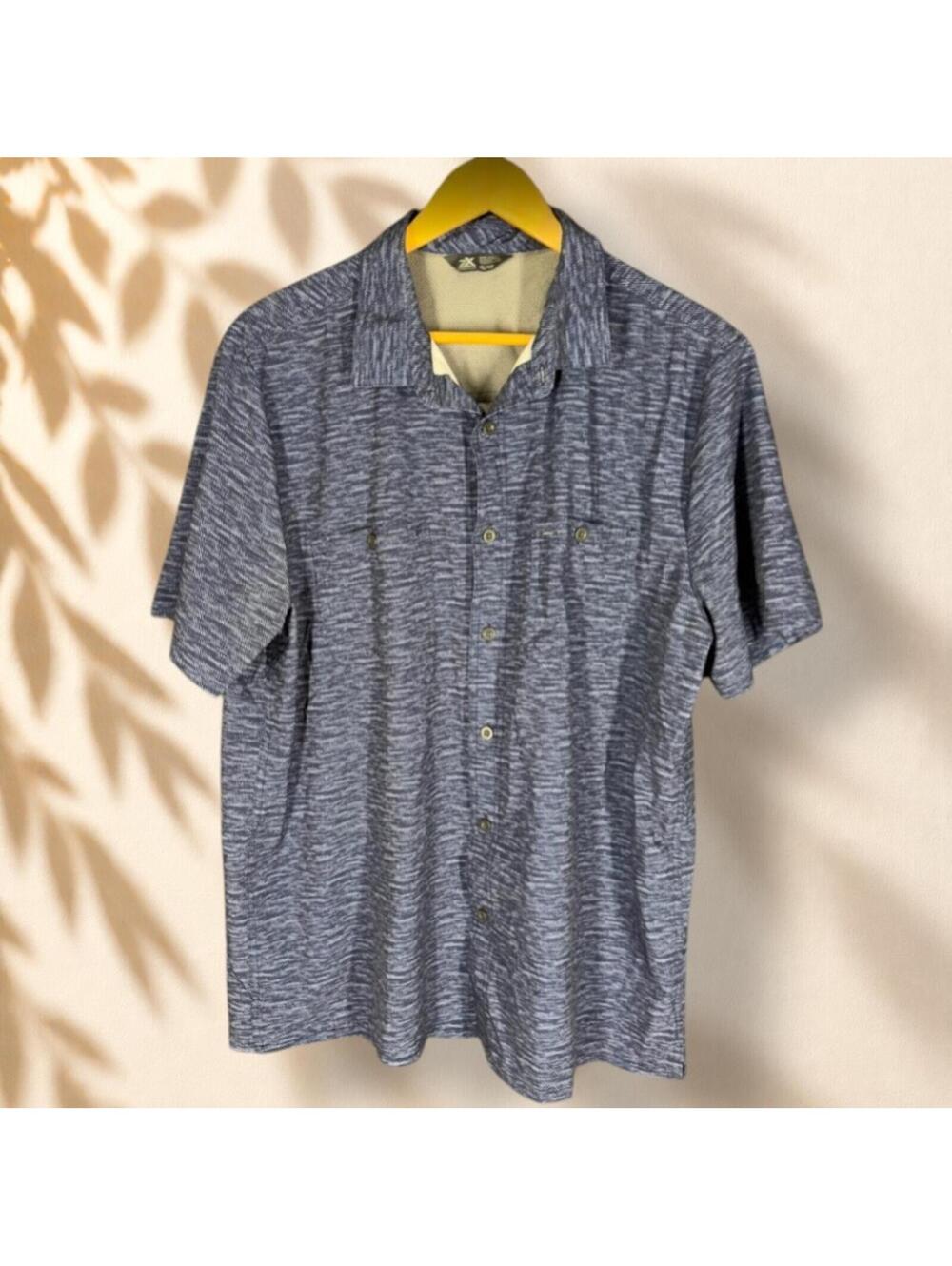 ZeroXposur Shirt Men XL Blue Button Up Collared Short Sleeve Pockets Lined